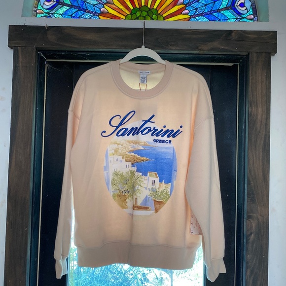 NWT Oversized Santorini Greece Graphic Sweatshirt - Picture 1 of 7